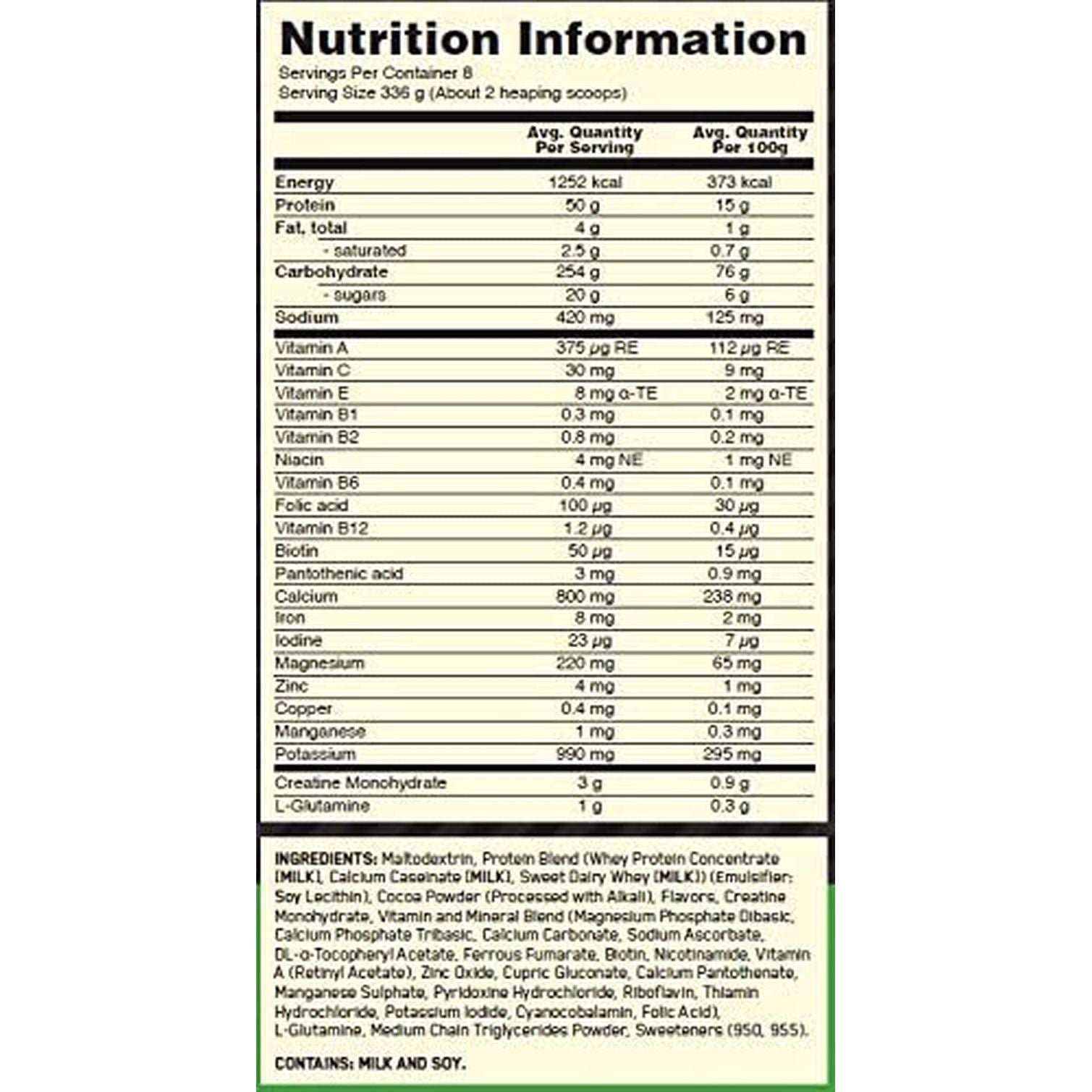 Serious Mass Protein Powder Gainer, Chocolate, 2.72Kg